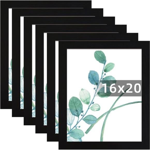 New 16x20 Picture Frame Black Set of 6, Display Pictures 16x20 Without Mat - Picture 1 of 7